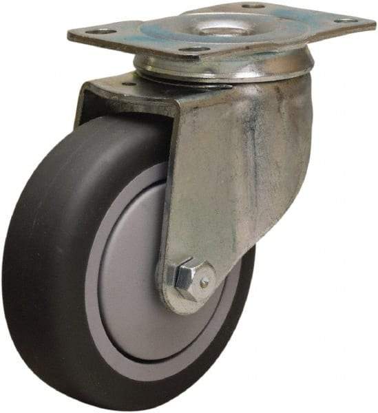 Hamilton - 4" Diam x 1-3/8" Wide x 5" OAH Top Plate Mount Swivel Caster - Rubber Mold on Polyolefin, 250 Lb Capacity, Precision Ball Bearing, 2-1/2 x 3-3/4" Plate - Americas Industrial Supply