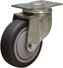 Hamilton - 4" Diam x 1-3/8" Wide x 5" OAH Top Plate Mount Swivel Caster - Rubber Mold on Polyolefin, 250 Lb Capacity, Precision Ball Bearing, 2-1/2 x 3-3/4" Plate - Americas Industrial Supply