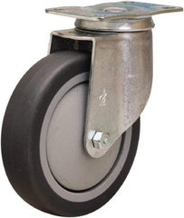 Hamilton - 5" Diam x 1-3/8" Wide x 6-1/16" OAH Top Plate Mount Swivel Caster - Rubber Mold on Polyolefin, 275 Lb Capacity, Precision Ball Bearing, 2-1/2 x 3-3/4" Plate - Americas Industrial Supply