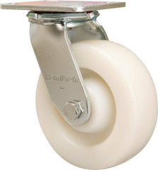 Hamilton - 6" Diam x 2" Wide x 7-1/2" OAH Top Plate Mount Swivel Caster - Nylon, 1,000 Lb Capacity, Sealed Precision Ball Bearing, 4 x 4-1/2" Plate - Americas Industrial Supply