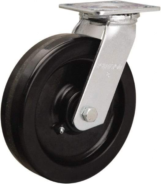 Hamilton - 8" Diam x 2" Wide x 9-1/2" OAH Top Plate Mount Swivel Caster - Phenolic, 900 Lb Capacity, Straight Roller Bearing, 4 x 4-1/2" Plate - Americas Industrial Supply