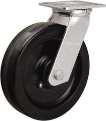 Hamilton - 8" Diam x 2" Wide x 9-1/2" OAH Top Plate Mount Swivel Caster - Phenolic, 900 Lb Capacity, Straight Roller Bearing, 4 x 4-1/2" Plate - Americas Industrial Supply