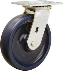 Hamilton - 8" Diam x 2" Wide x 9-1/2" OAH Top Plate Mount Swivel Caster - Polyurethane, 1,500 Lb Capacity, Sealed Precision Ball Bearing, 4-1/2 x 6-1/4" Plate - Americas Industrial Supply
