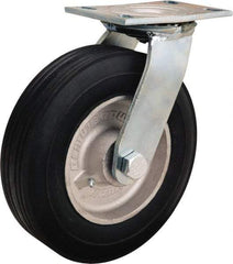 Hamilton - 10" Diam x 2-3/4" Wide, Rubber Swivel Caster - 700 Lb Capacity, Top Plate Mount, 4-1/2" x 6-1/4" Plate, Straight Roller Bearing - Americas Industrial Supply