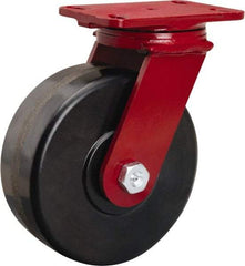 Hamilton - 8" Diam x 3" Wide x 10-1/8" OAH Top Plate Mount Swivel Caster - Phenolic, 2,200 Lb Capacity, Tapered Roller Bearing, 4-1/2 x 6-1/2" Plate - Americas Industrial Supply