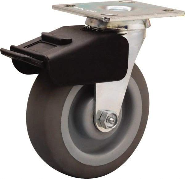 Hamilton - 6" Diam x 2" Wide x 7-1/2" OAH Top Plate Mount Swivel Caster - Rubber Mold on Polyolefin, 410 Lb Capacity, Straight Roller Bearing, 4 x 4-1/2" Plate - Americas Industrial Supply