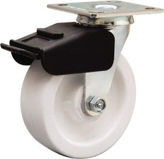 Hamilton - 6" Diam x 2" Wide x 7-1/2" OAH Top Plate Mount Swivel Caster - Polyolefin, 750 Lb Capacity, Delrin Bearing, 4 x 4-1/2" Plate - Americas Industrial Supply