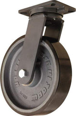 Hamilton - 12" Diam x 3" Wide x 15-1/2" OAH Top Plate Mount Swivel Caster - Polyurethane Mold onto Cast Iron Center, 4,000 Lb Capacity, Tapered Roller Bearing, 5-1/4 x 7-1/4" Plate - Americas Industrial Supply