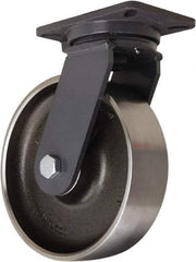 Hamilton - 10" Diam x 3" Wide x 12-1/2" OAH Top Plate Mount Swivel Caster - Forged Steel, 3,500 Lb Capacity, Tapered Roller Bearing, 5-1/4 x 7-1/4" Plate - Americas Industrial Supply