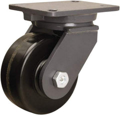 Hamilton - 6" Diam x 2-1/2" Wide x 8" OAH Top Plate Mount Swivel Caster - Phenolic, 1,800 Lb Capacity, Straight Roller Bearing, 5-1/4 x 7-1/4" Plate - Americas Industrial Supply
