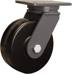 Hamilton - 8" Diam x 3" Wide x 10-1/2" OAH Top Plate Mount Swivel Caster - Phenolic, 3,000 Lb Capacity, Tapered Roller Bearing, 5-1/4 x 7-1/4" Plate - Americas Industrial Supply