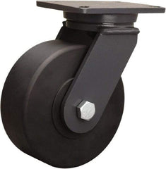 Hamilton - 8" Diam x 3" Wide x 10-1/2" OAH Top Plate Mount Swivel Caster - Nylon, 4,000 Lb Capacity, Sealed Precision Ball Bearing, 5-1/4 x 7-1/4" Plate - Americas Industrial Supply