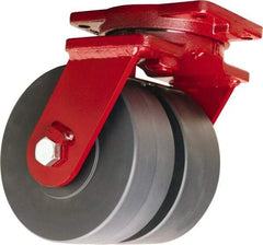 Hamilton - 6" Diam x 3" Wide x 8-1/2" OAH Top Plate Mount Dual Swivel Caster - Nylon, 7,000 Lb Capacity, Sealed Precision Ball Bearing, 6-1/8 x 7-1/2" Plate - Americas Industrial Supply