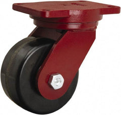 Hamilton - 6" Diam x 3" Wide x 8-1/2" OAH Top Plate Mount Swivel Caster - Phenolic, 2,000 Lb Capacity, Tapered Roller Bearing, 6-1/8 x 7-1/2" Plate - Americas Industrial Supply