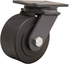 Hamilton - 6" Diam x 3" Wide x 7-3/4" OAH Top Plate Mount Swivel Caster - Nylon, 2,400 Lb Capacity, Sealed Precision Ball Bearing, 4-1/2 x 6-1/2" Plate - Americas Industrial Supply