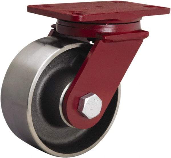 Hamilton - 6" Diam x 2-1/2" Wide x 7-1/2" OAH Top Plate Mount Swivel Caster - Forged Steel, 2,200 Lb Capacity, Precision Ball Bearing, 4-1/2 x 6-1/2" Plate - Americas Industrial Supply
