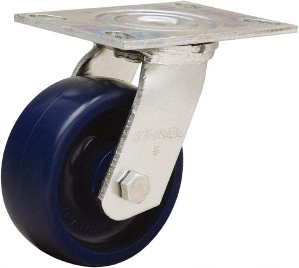 Hamilton - 5" Diam x 2" Wide x 6-1/2" OAH Top Plate Mount Swivel Caster - Polyurethane, 900 Lb Capacity, Sealed Precision Ball Bearing, 4-1/2 x 6-1/4" Plate - Americas Industrial Supply