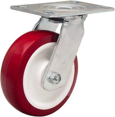 Hamilton - 6" Diam x 2" Wide x 7-1/2" OAH Top Plate Mount Swivel Caster - Polyurethane Mold on Polypropylene, 900 Lb Capacity, Straight Roller Bearing, 4-1/2 x 6-1/4" Plate - Americas Industrial Supply
