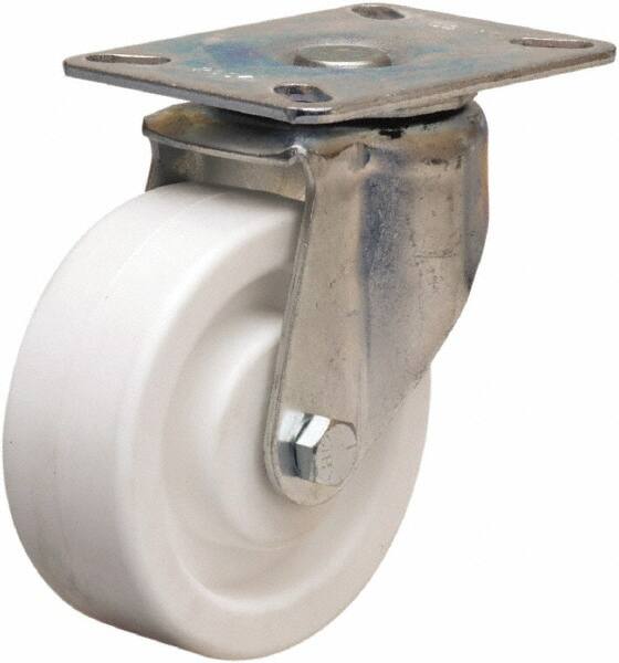 Hamilton - 4" Diam x 1-1/2" Wide x 5-1/16" OAH Top Plate Mount Swivel Caster - Polyolefin, 400 Lb Capacity, Plain Bore Bearing, 3-1/8 x 4-1/8" Plate - Americas Industrial Supply