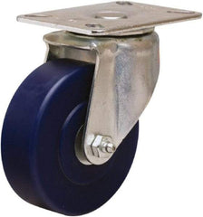 Hamilton - 4" Diam x 1-1/4" Wide x 5-1/16" OAH Top Plate Mount Swivel Caster - Polyurethane, 400 Lb Capacity, Straight Roller Bearing, 3-1/8 x 4-1/8" Plate - Americas Industrial Supply