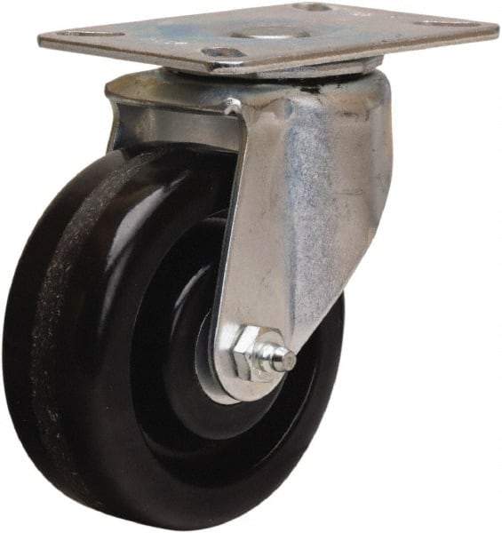 Hamilton - 4" Diam x 1-1/2" Wide x 5-1/16" OAH Top Plate Mount Swivel Caster - Phenolic, 375 Lb Capacity, Straight Roller Bearing, 3-1/8 x 4-1/8" Plate - Americas Industrial Supply