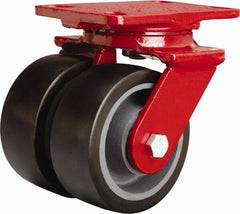 Hamilton - 5" Diam x 2" Wide x 6-3/4" OAH Top Plate Mount Swivel Caster - Polyurethane Mold onto Cast Iron Center, 2,720 Lb Capacity, Sealed Precision Ball Bearing, 4-1/2 x 6-1/2" Plate - Americas Industrial Supply