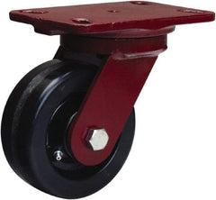 Hamilton - 5" Diam x 2" Wide x 6-3/4" OAH Top Plate Mount Swivel Caster - Phenolic, 1,000 Lb Capacity, Straight Roller Bearing, 4-1/2 x 6-1/2" Plate - Americas Industrial Supply