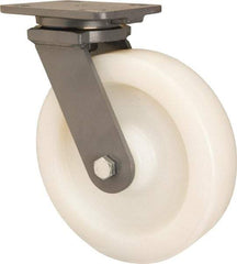 Hamilton - 8" Diam x 2" Wide x 9-1/2" OAH Top Plate Mount Swivel Caster - Nylon, Sealed Precision Ball Bearing, 4 x 5" Plate - Americas Industrial Supply
