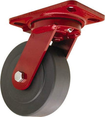 Hamilton - 6" Diam x 2" Wide x 7-3/4" OAH Top Plate Mount Swivel Caster - Nylon, 2,000 Lb Capacity, Sealed Precision Ball Bearing, 4-1/2 x 6-1/2" Plate - Americas Industrial Supply