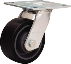 Hamilton - 5" Diam x 2" Wide x 6-1/2" OAH Top Plate Mount Swivel Caster - Polyurethane Mold onto Cast Iron Center, 900 Lb Capacity, Sealed Precision Ball Bearing, 5 x 5-1/2" Plate - Americas Industrial Supply
