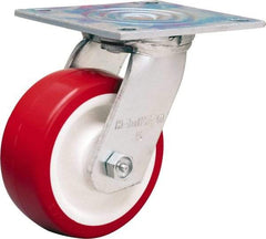 Hamilton - 5" Diam x 2" Wide x 6-1/2" OAH Top Plate Mount Swivel Caster - Polyurethane Mold on Polypropylene, 900 Lb Capacity, Straight Roller Bearing, 5 x 5-1/2" Plate - Americas Industrial Supply