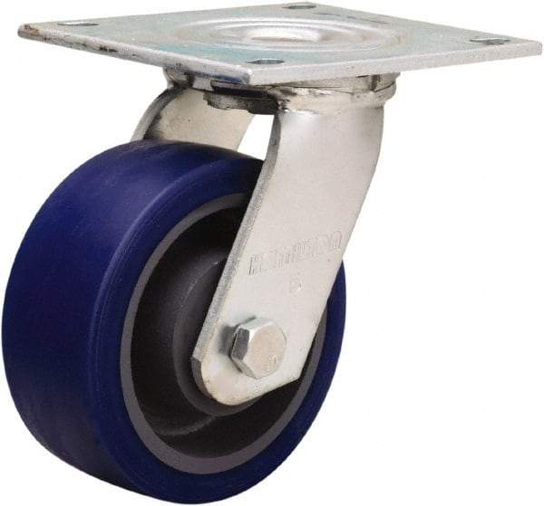 Hamilton - 5" Diam x 2" Wide x 6-1/2" OAH Top Plate Mount Swivel Caster - Polyurethane Mold onto Cast Iron Center, 840 Lb Capacity, Sealed Precision Ball Bearing, 5 x 5-1/2" Plate - Americas Industrial Supply