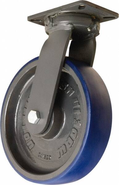 Hamilton - 12" Diam x 3" Wide x 15-1/2" OAH Top Plate Mount Swivel Caster - Polyurethane Mold onto Cast Iron Center, 2,800 Lb Capacity, Sealed Precision Ball Bearing, 5-1/4 x 7-1/4" Plate - Americas Industrial Supply