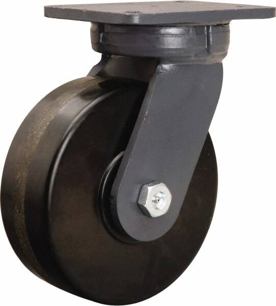 Hamilton - 8" Diam x 3" Wide x 10-1/2" OAH Top Plate Mount Swivel Caster - Phenolic, 3,000 Lb Capacity, Tapered Roller Bearing, 5-1/4 x 7-1/4" Plate - Americas Industrial Supply