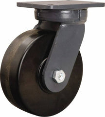 Hamilton - 8" Diam x 3" Wide x 10-1/2" OAH Top Plate Mount Swivel Caster - Phenolic, 3,000 Lb Capacity, Tapered Roller Bearing, 5-1/4 x 7-1/4" Plate - Americas Industrial Supply