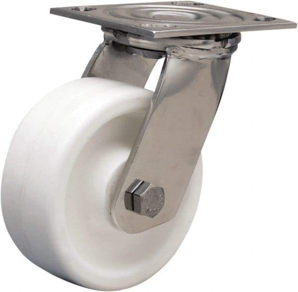 Hamilton - 5" Diam x 2" Wide x 6-1/2" OAH Top Plate Mount Swivel Caster - Polyolefin, 650 Lb Capacity, Delrin Bearing, 3-3/4 x 4-1/2" Plate - Americas Industrial Supply