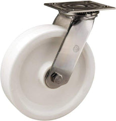 Hamilton - 8" Diam x 2" Wide x 9-1/2" OAH Top Plate Mount Swivel Caster - Polyolefin, 800 Lb Capacity, Delrin Bearing, 3-3/4 x 4-1/2" Plate - Americas Industrial Supply
