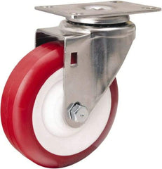 Hamilton - 4" Diam x 1-3/8" Wide x 5-1/8" OAH Top Plate Mount Swivel Caster - Polyurethane Mold on Polypropylene, 325 Lb Capacity, Delrin Bearing, 2-3/8 x 3-5/8" Plate - Americas Industrial Supply