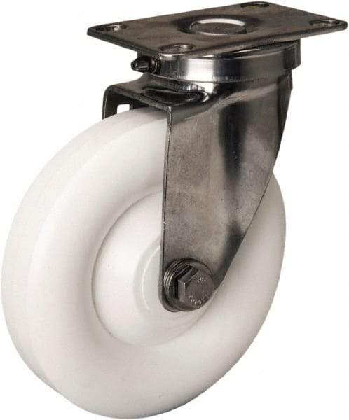 Hamilton - 5" Diam x 1-3/8" Wide x 6-1/4" OAH Top Plate Mount Swivel Caster - Polyolefin, 300 Lb Capacity, Plain Bore Bearing, 2-3/8 x 3-5/8" Plate - Americas Industrial Supply