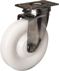 Hamilton - 5" Diam x 1-3/8" Wide x 6-1/4" OAH Top Plate Mount Swivel Caster - Polyolefin, 300 Lb Capacity, Plain Bore Bearing, 2-3/8 x 3-5/8" Plate - Americas Industrial Supply