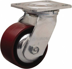 Hamilton - 4" Diam x 2" Wide x 5-5/8" OAH Top Plate Mount Swivel Caster - Cast Iron, 900 Lb Capacity, Sealed Precision Ball Bearing, 4 x 4-1/2" Plate - Americas Industrial Supply