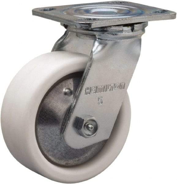 Hamilton - 5" Diam x 2" Wide x 6-1/2" OAH Top Plate Mount Swivel Caster - Polyolefin, 650 Lb Capacity, Delrin Bearing, 4 x 4-1/2" Plate - Americas Industrial Supply