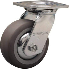 Hamilton - 5" Diam x 2" Wide x 6-1/2" OAH Top Plate Mount Swivel Caster - Rubber Mold on Polyolefin, 350 Lb Capacity, Straight Roller Bearing, 4 x 4-1/2" Plate - Americas Industrial Supply