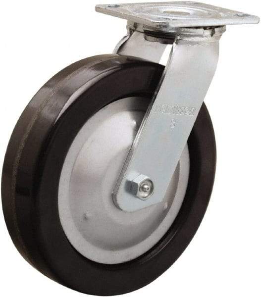 Hamilton - 8" Diam x 2" Wide x 9-1/2" OAH Top Plate Mount Swivel Caster - Phenolic, 1,250 Lb Capacity, Straight Roller Bearing, 4 x 4-1/2" Plate - Americas Industrial Supply