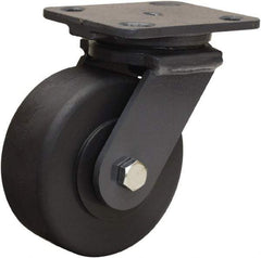 Hamilton - 5" Diam x 2" Wide x 6-1/2" OAH Top Plate Mount Swivel Caster - Nylon, 2,000 Lb Capacity, Sealed Precision Ball Bearing, 4 x 5" Plate - Americas Industrial Supply