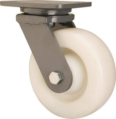 Hamilton - 6" Diam x 2" Wide x 7-1/2" OAH Top Plate Mount Swivel Caster - Nylon, Sealed Precision Ball Bearing, 4 x 5" Plate - Americas Industrial Supply