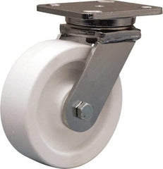 Hamilton - 6" Diam x 2" Wide x 7-1/2" OAH Top Plate Mount Swivel Caster - Polyolefin, 750 Lb Capacity, Delrin Bearing, 4 x 5" Plate - Americas Industrial Supply