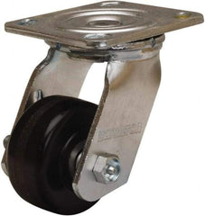 Hamilton - 3-1/4" Diam x 1-1/2" Wide x 5-1/4" OAH Top Plate Mount Swivel Caster - Phenolic, 550 Lb Capacity, Straight Roller Bearing, 4 x 4-1/2" Plate - Americas Industrial Supply