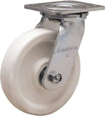 Hamilton - 6" Diam x 1-1/2" Wide x 7-1/2" OAH Top Plate Mount Swivel Caster - Polyolefin, 550 Lb Capacity, Delrin Bearing, 4 x 4-1/2" Plate - Americas Industrial Supply