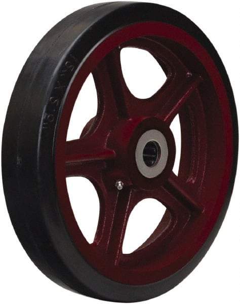 Hamilton - 12 Inch Diameter x 3 Inch Wide, Rubber on Cast Iron Caster Wheel - 1,140 Lb. Capacity, 3-1/4 Inch Hub Length, 2-3/16 Inch Axle Diameter, Plain Bore Bearing - Americas Industrial Supply